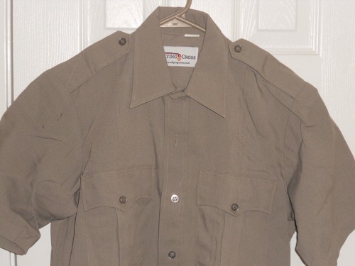 Flying Cross Men's Deluxe Tropicle Gray Short Sleeve Uniform Shirt Size Medium - Picture 2 of 5