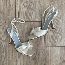 NEW Nine West Kelsie Ankle Wrap Heeled Dress Sandals Ivory Women's Size 9