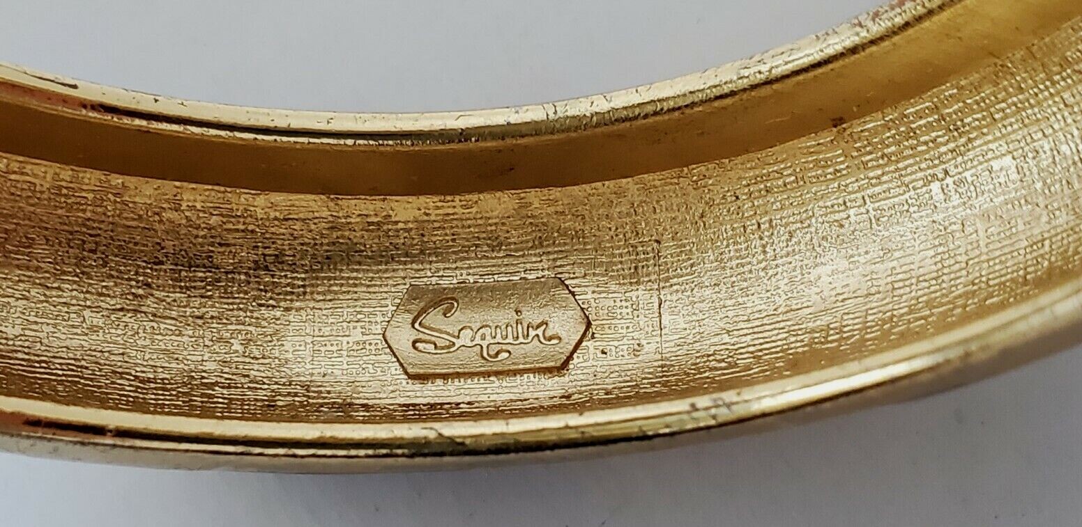 SEQUIN Signed Bangle Enamel Blue Hinged Bracelet - image 11