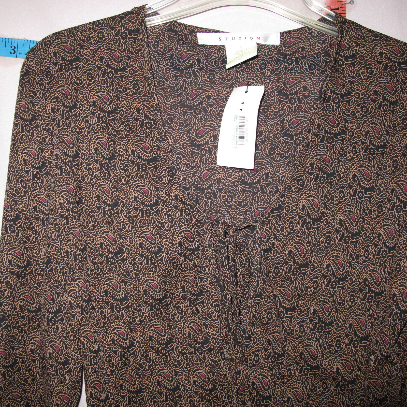 Long Sleeve Brown Black white Pink Ivory Blouse Top Shirt Many Brands M L XL 8P