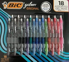 BIC Gelocity Extra Smooth Retractable Pens - Medium  0.7mm - 18 Assorted PK