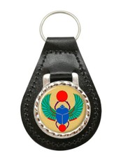 Egyptian Scarab Beetle Leather Key Fob