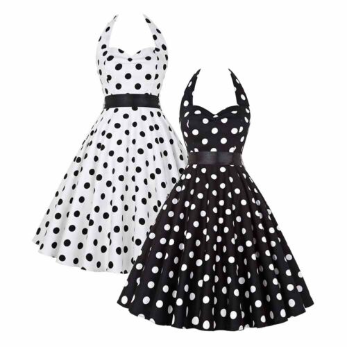 Vintage 50's 60s housewife dress dots cocktail party swing dress sw - Picture 1 of 29