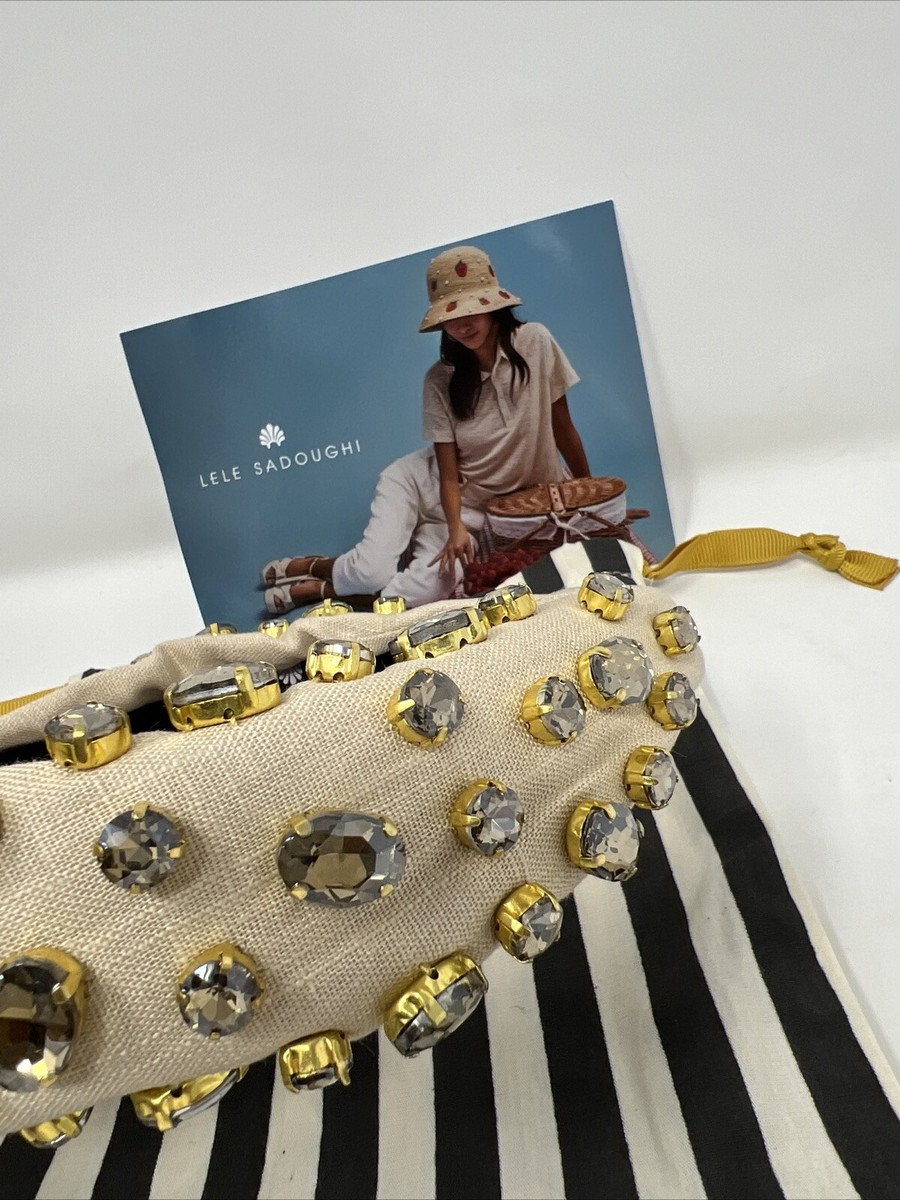 Lele Sadoughi NWT AUTHENTIC Natural Embellished Linen Knotted Headband Lele Sadoughi Embellished Linen Knotted Headband- Natural  main image 2
