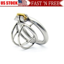 Stainless Steel Male Chastity Device Super Small Short Cage Ring Lock Metal NEW