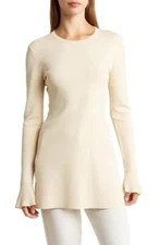 $335 - THEORY Milania Bell Sleeve Knit Tunic in Wood Ash Size XS (P)