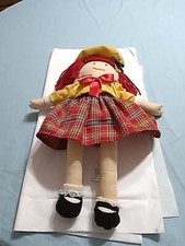 Vintage 2004 Madeline Eden 15" Doll Plaid Dress Yellow Sweater Hat Plush Toy