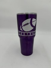 Built 30 Oz Double-Walled Stainless Steel Tumbler Orchid Purple Football Decal