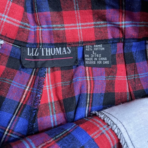 Bermudas deportivas de colección Liz Thomas talla L cintura alta sarro a cuadros azul rojo - Imagen 4 de 9
