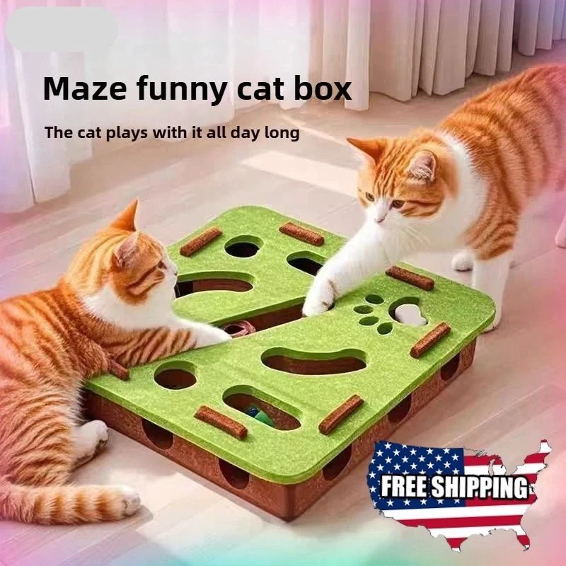 Interactive Cat Maze Box Puzzle Toy with Bells Indoor Funny Play Training
Opens in a new window or t