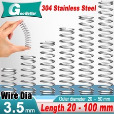 304 Stainless Steel Compression Spring Wire Dia 3.5mm, L 20-100mm, OD 20-50mm