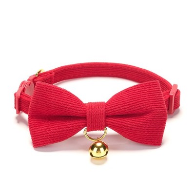 Cotton Breakaway Cat Collar with Bow Tie and Bell, Adjustable Cute Soft Cordu...