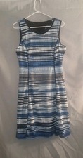 KARL LAGERFELD Women's Sleeveless Blue/White/Black Striped Dress Sz 12