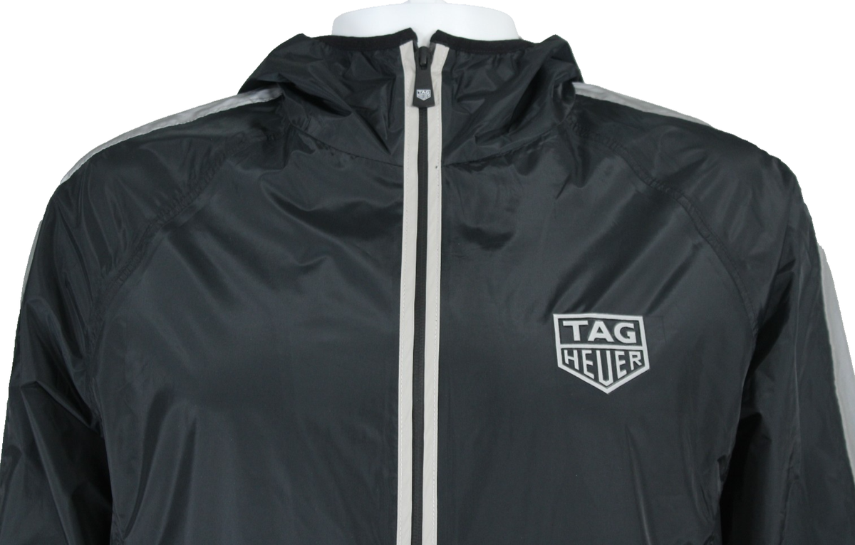 TAG HEUER Black & Gray Poly Techno Hooded Zip-Front Men's