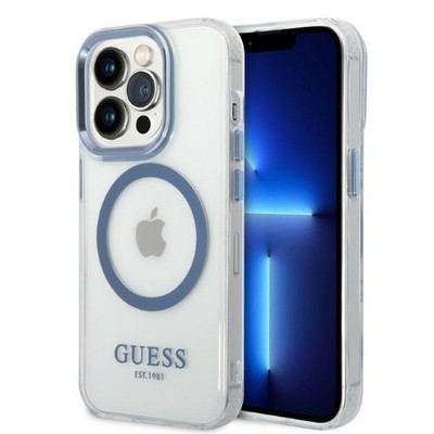 Case Guess GUHMP14XHTRMB Apple iPhone 14 Pro Max blau/blaue Hartschale Metallrah