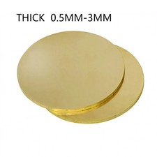 Solid Brass Discs Blanks Metal Round Sheets Ø 10-200 mm x Thick 0.5mm-3mm H62