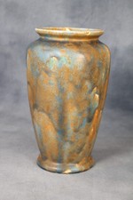Crown Ducal Ware Arcadian Glaze Art Pottery Blue Cream Drip Tall Vase 1930s