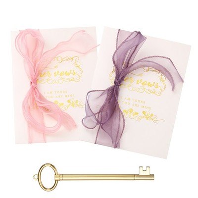 Wedding Vow Card Set, (7.87 x 5.51-Inch, Purple/Pink), Version C