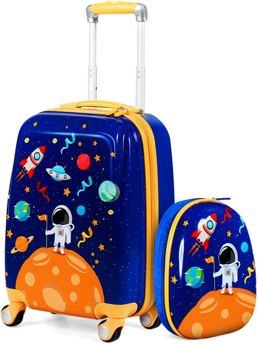 Kids Luggage, 12" Toddler Backpack & 18" Travel Suitcase wit