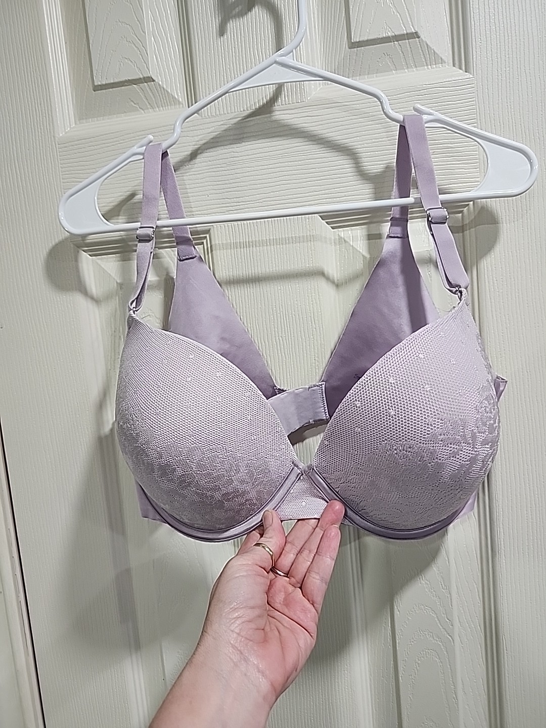 New Secret Treasures Lace Push UP with Bonded Back Bra Lavender Women Sz 38D
