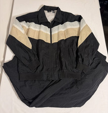 Vintage Windbreaker Colorblock Tracksuit Set Crinkle Shellsuit Jogger - Large