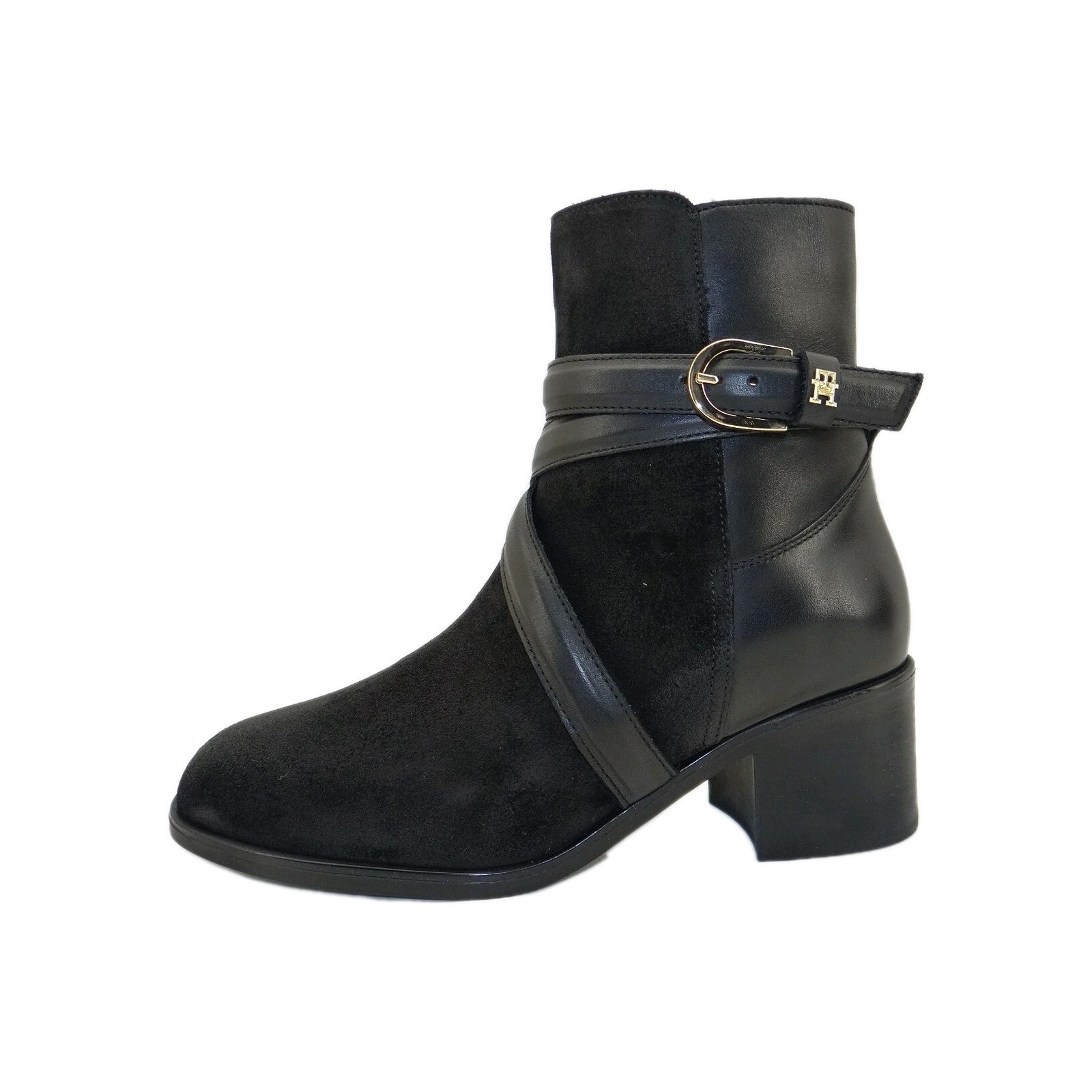 Tommy Hilfiger elevated essential ankle biker boots black heel leather 39