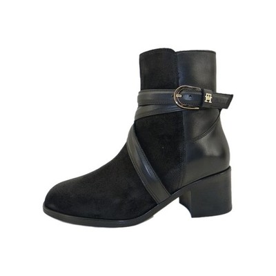 Tommy Hilfiger ELEVATED ESSENTIAL Stiefeletten Biker Boots Schwarz Heel Leder 39