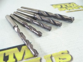 5 NICE ASSORTED SOLID CARBIDE DRILLS 6.1MM 6.8MM 7.2MM 8.6MM & 9.6MM YG
