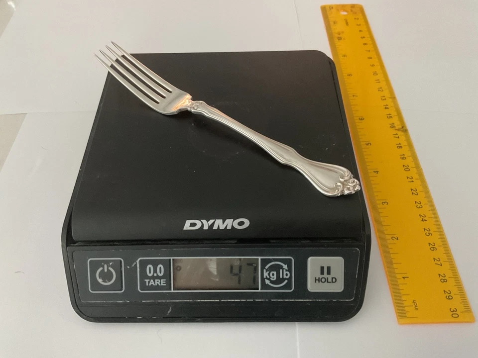 "Tenedor de cena GEORGE & MARTHA de Westmoreland plata esterlina sólida 7 1/8""" Foto 4 de 4