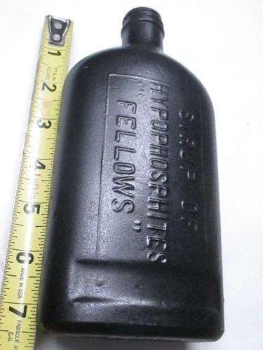 Vintage Syrup Of Hypophosphites “Fellows” Embossed BLACK BOTTLE goth laboratory