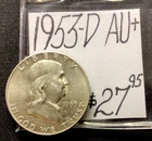 1953 D Franklin Silver Half Dollar AU+! ENN Coins