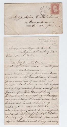CIVIL WAR LETTER - 2nd U.S. Sharpshooters - Trying to Impress Young Lady !