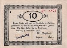 Hersfeld - Stadt - 10 Mark - o. Stpl - KN 5st - entw.: Stpl. - Geiger 231.06b)