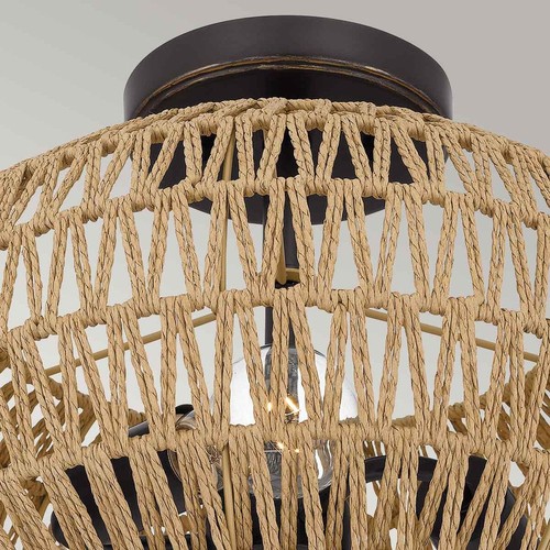 Deckenleuchte Plafoniera Rotondo Ø 40,6cm Corda Metallo Bronzo Antico Natura 3x - Zdjęcie 5 z 8