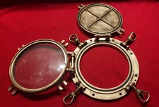 Large Bronze Ships Port Hole With Storm Cover Vintage Natucal Treasures 