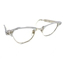 ArtCraft Vintage Matte Silver Gray Gold Cat Eye Eyeglasses Frames 44-22 140 USA