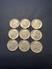 Lot of 9 Different 90% Silver Roosevelt Dimes. 1951-1964 and/or Mints