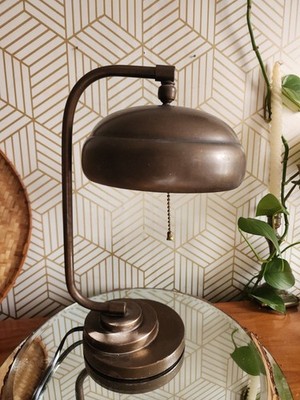 Vintage Antique Brass Industrial Steampunk Weighted Desk Lamp Jamie Young Style