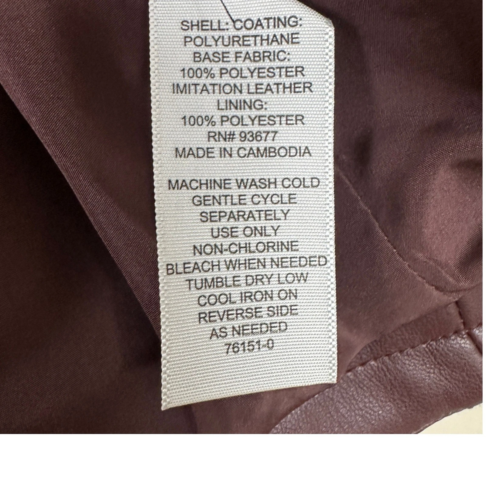 J.Ferrar Men's XL Jacket Burgundy Faux Leather Full Zip Moto Multi-Pocket NEW image 6