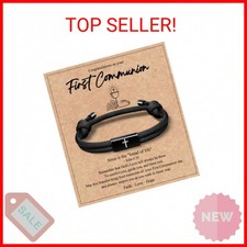 PEALICIOUS First Holy Communion Gifts for Boys, Catholic Cross Bracelet 1st Comm