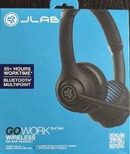 JLab Go Work Hybrid Bluetooth Multipoint Wireless Headset Black 55 Hrs Worktime