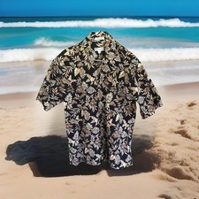 Pierre Cardin Hawaiian Shirt Men s M Tropical Floral Vintage Trucks Huts Nice