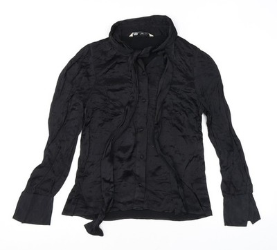 Zara Damen Schwarz Viskose Basic Knopfleiste Größe S Hochgeschlossen