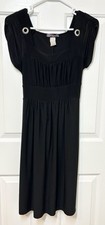 Vintage Volume One 90s/Y2K Women’s Black Dress Cap Sleeve Bow Tie Grommets
