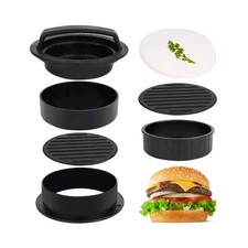 3 in 1 Stuffed Burger Press Patty Maker Rings Molds Kit, Non Stick Stuffer Ha...