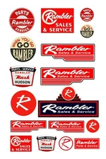 1:87 HO scale model vintage Rambler car automobile service signs