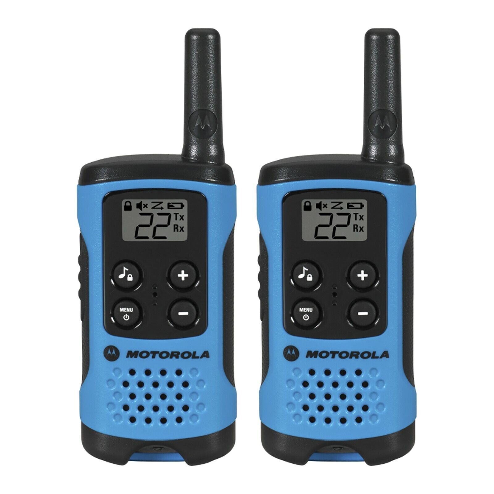 Motorola Talkabout T100 Two-Way Radios walkie talkies, 16mile, 2 pack, Neon Blue