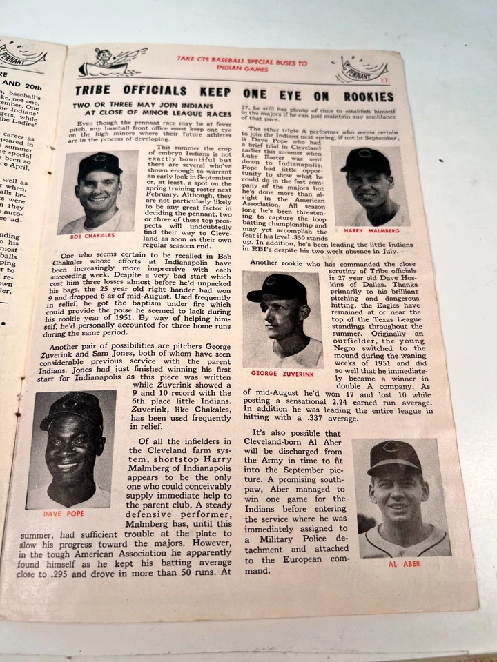 🔥 1952 Cleveland Indians Program vs Tigers Unscored Cover Tear🔥 - Image 2 of 4
