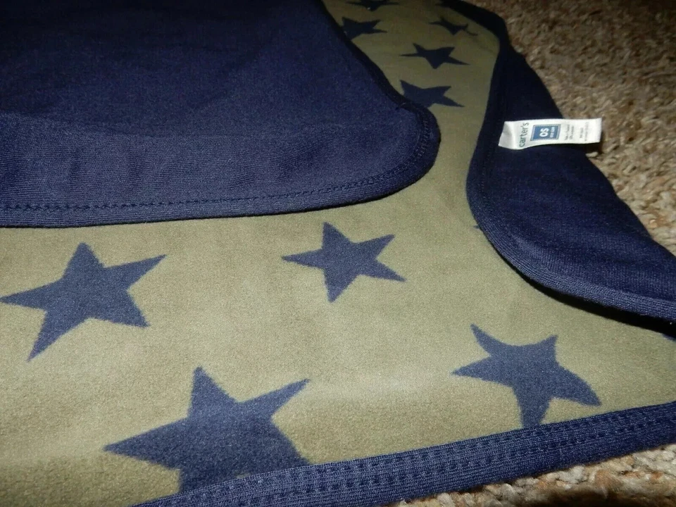 5D LN Carter's STARS темно-синий/зеленый флис прием кроватки детское одеяло - Изображение 2 из 4