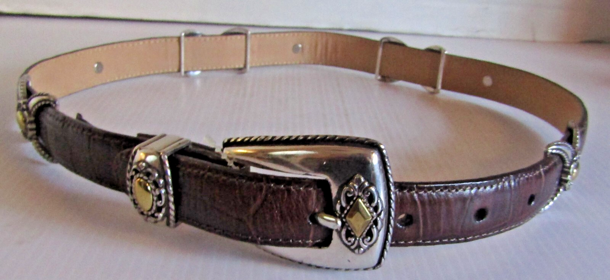 Brighton Rare Double Wrap Belt Leather Croc Embossed Brown 25\